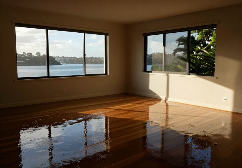 Sewage backup in a Darlinghurst apartment bathroom before cleanup